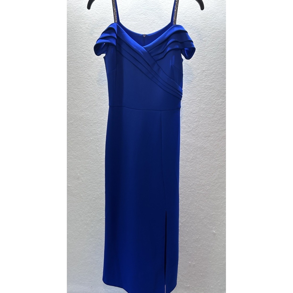ALEXA B Nites Women's Size 6‎ Royal Blue Dress Off Shoulder Long EUC